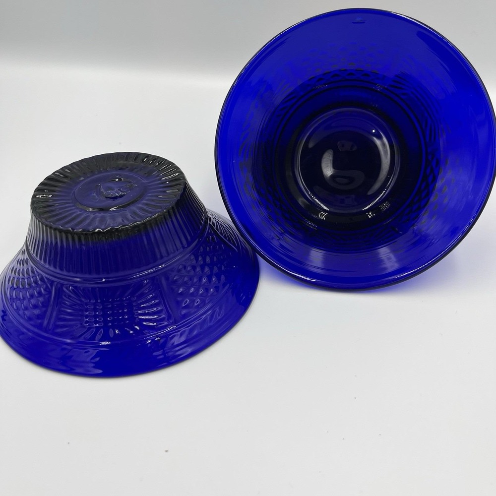 Small Vibrant Cobalt Blue Vintage Glass Bowls 5.25"‎ Diameter Set Of 2 Timeless